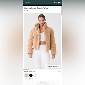 ALO Yoga Camel Sherpa Snow Angel Puffer Jacket